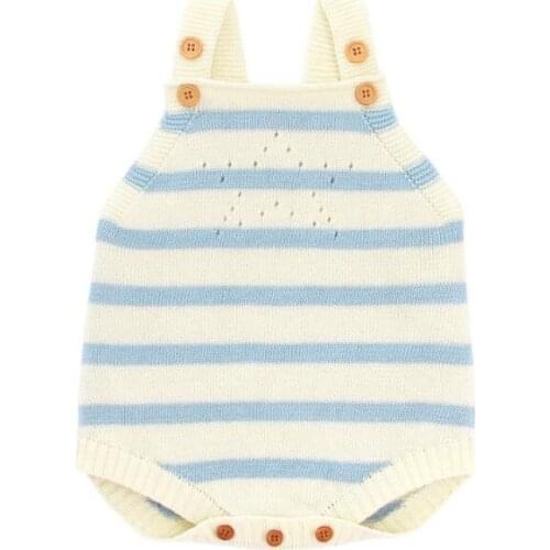 Knitted Baby Clothes Newborn Baby Romper 100% Cotton Stripe Sleeveless New Born Infant Baby Jumpsuit Boys Romper Overalls
