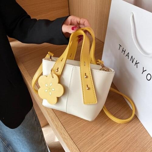High Quality Korean Version of Solid Color Messenger Handbags 202 New PU Fashion One-shoulder Ladies Handbag Hot Sale Bucket Bag