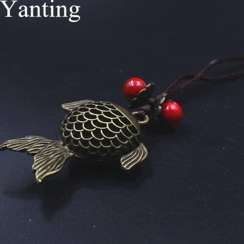 Yanting Vintage Pendant Necklace For Women Female Copper Alloy Fish Pendant Long Sweater Chain Wholesale Jewellery New 0107