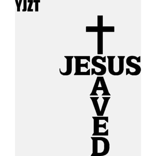 YJZT 7.8CM*13.3CM JESUS SAVED Christian Cross Vinyl Decal Car Sticker Black/Silver C3-1296