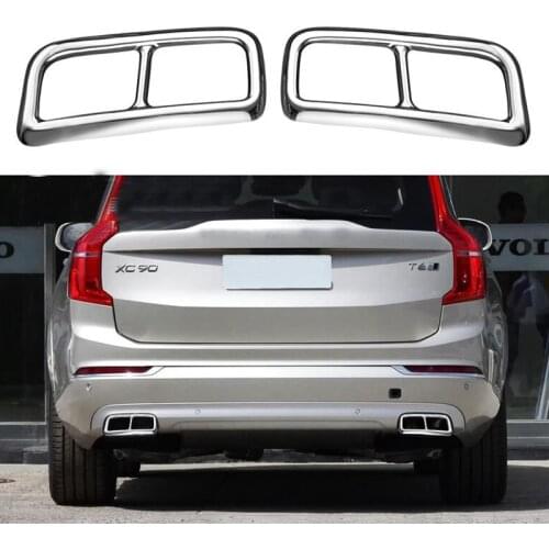 For Volvo XC90 S90 XC60 2014-2019 Car Rear Dual Exhaust Muffler End Pipe Stickers Cover Trims Accessories Stainless Steel 2PCS