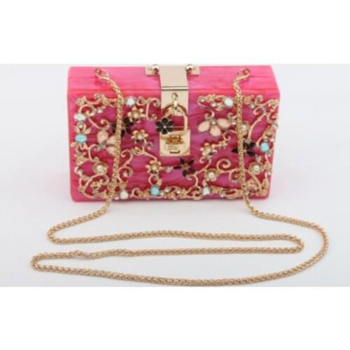 Sweet Lady New Diamond Dress Hand Acrylic Bag Fashion One Shoulder Messenger Womens Evening Bag