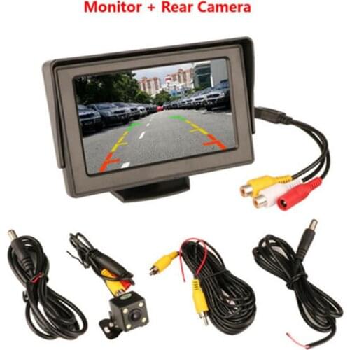 4.3inch Car Reverse Parking LCD Display Monitor + Rearview Camera 12V Car Color Monitor With Power Cable Wire