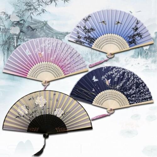 Classical Chinese Style Tassel Wooden Fan for Students Girls Dance Contest Performance