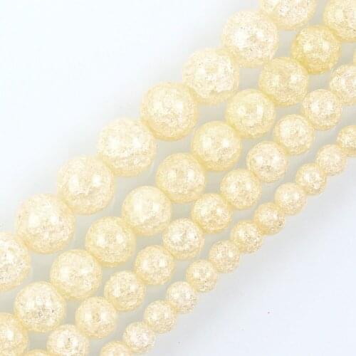15"Strand Light Yellow Round Cracked Crystal Stone Beads Loose Spacer Beads For Jewelry Making Bracelet Neck 6-12mm