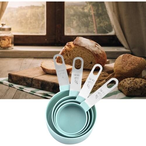 Stainless Steel 4Pcs PP multiple colour Measuring Cups and Spoons Kitchen Baking Cooking Tools Set Kitchen Supplies