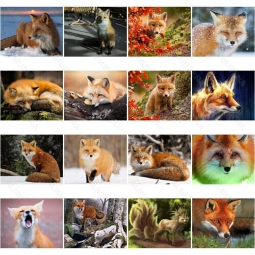 Diy diamond painting fox Nordic style full diamond handmade dot inlaid diamond bedroom living room sticker wall