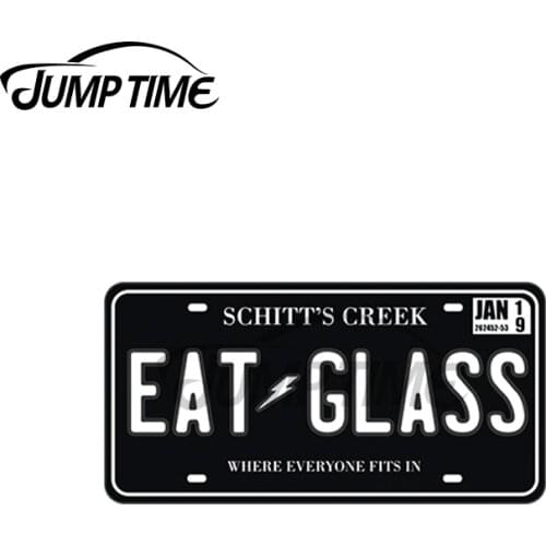 JumpTime 13 x 4.4cm For Eat Glass License Plate Car Stickers Creative vinyl Decal Sunscreen Car Accessories Bumper Decoration