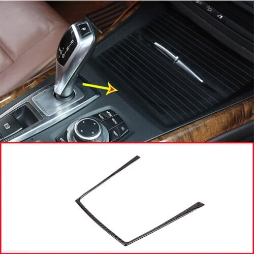 Real Carbon Fiber Interior Car Cup Holder Frame Sticker Trim For BMW X5 E70 2008-2013 Car Accessories