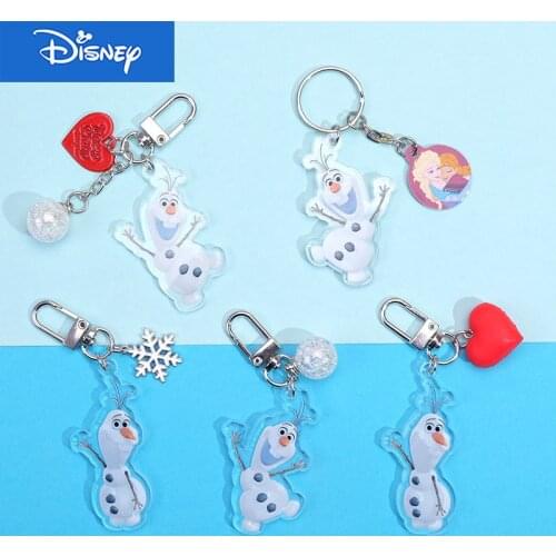 Disney Cartoon Frozen 2 Keychain Snowman Snow Treasure Acrylic Keyring Airpods Accessories Girls Bag Key Chain Pendant Toys Gift