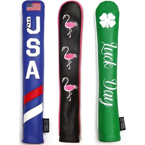 Blue PU Leather USA Flag Star Strips Golf Alignment Stick Cover Case Holder