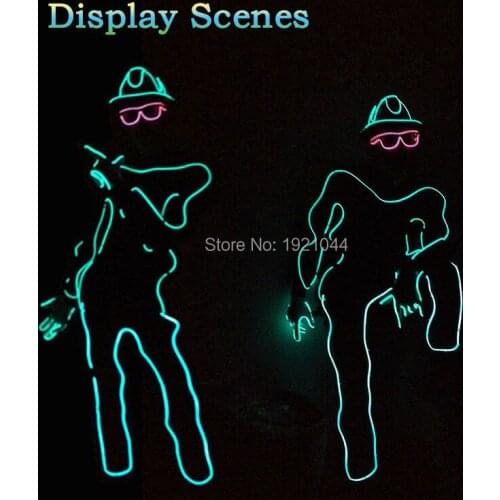 DIY Festival party clothes EL wire 10 Color Select Laser dance with EL Glasses Powered by DC-12V Button EL Driver
