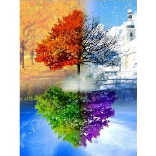 GATYZTORY 5D DIY Diamond Painting Tree Rhinestone Kit Embroidery Landscape Mosaic Cross Stitch Handmade Gift Home Decor