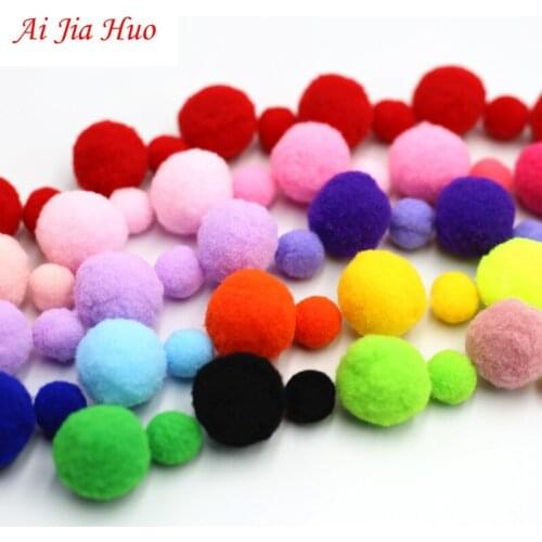Hot Mixed Soft Round Shaped Pompom Rainbow Multi-size Polyester Balls Fluffy DIY Kids Toy Wedding Decor Creativity Handcraft
