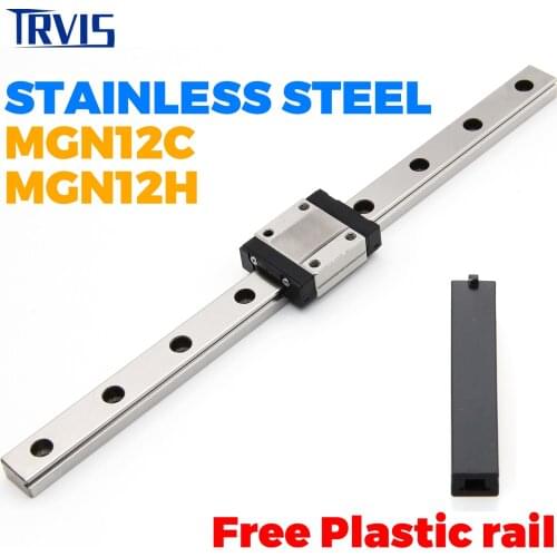 440C SUS Stainless Steel MGN12 Linear Rail Guide MGN12C MGN12H Slide Guidewa 1pc Rail + 1pc Carriage for CNC 3D Printer Part