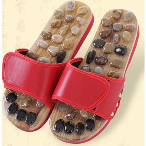 Foot Massage Shoes Cobblestone Jade Slippers Acupuncture Massager Foot Pain Relief Relaxation Pebbles Shoes Phisical Therapy