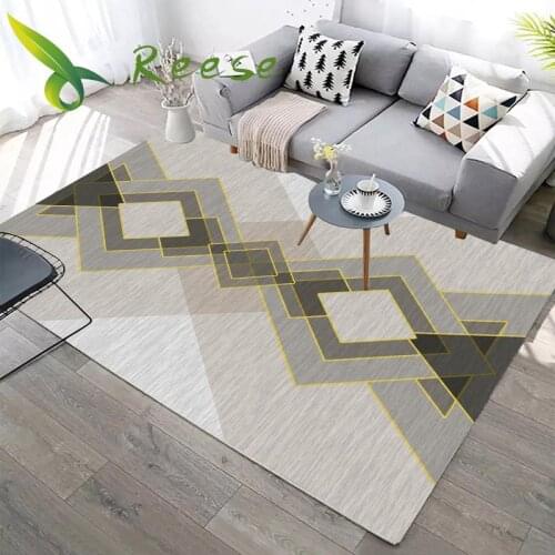 Minimalist Geometric 3 Layers Carpet Rug For Living Room Bedroom Kitchen Bathroom Washable Non-slip Soundproof Floor Protection