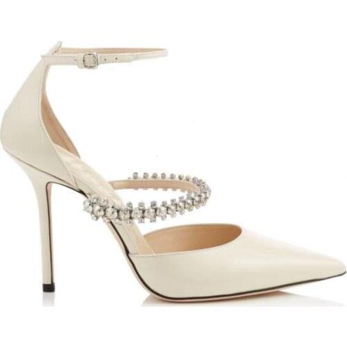 Carpaton Fashion Pointed Toe Women Sandals Sexy Crystal Embellished Thin Heels party Dress Shoes Rhinestones Sandals