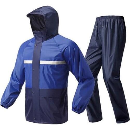 Motorcycle Men Raincoat Set Pants Waterproof Bicycle Rain Adults Jacket Rainwear Hooded Work Travel Capa Chuva Rain Gear 6YY141