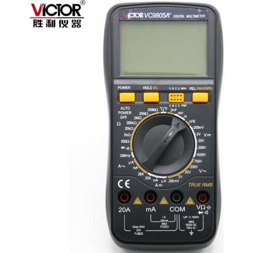 VICTOR VC9805A+ Multimeter True RMS DMM AC/DC 20A Ammerter Resistance Capacitance Inductance Frequency Temperature tester
