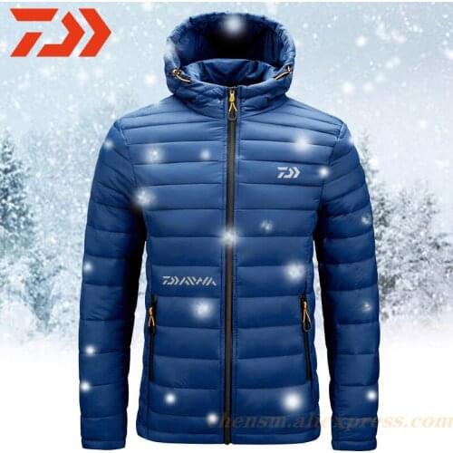 Daiwa Men Winter Hooded Parkas Windbreak Fishing Male White Duck Down Jacket Coats Thick Warm Waterproof Clothing Outwear