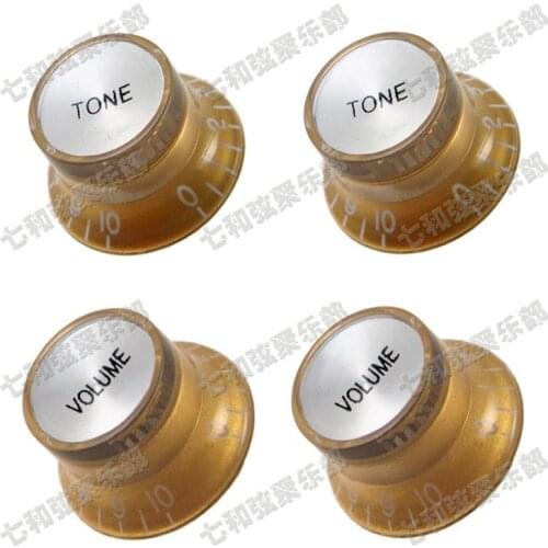 A set of 4 Pcs Gold Speed Control Knobs for Electric Guitar (2 Volume & 2 Tone) LPN-GD-2T2V