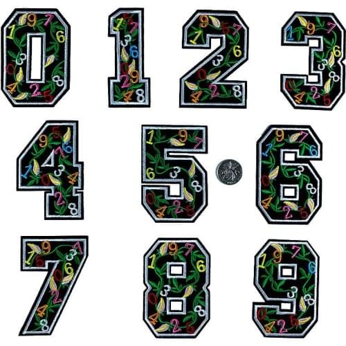 Number Patches Word Embroidered Iron on Patch Figure Digit for DIY Stripes Motif Appliques Garment Clothes Badge