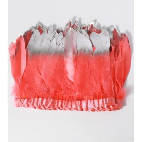 Natural watermelon red goose feather spray silver head made 2 meters cloth edge DIY shopping festival costume skirt decoration