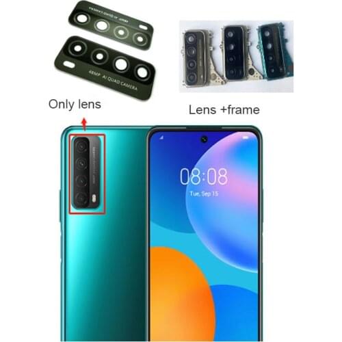 New For Huawei Y7A /P Smart 2021 Back Camera Lens Rear Glass With Frame Sticker Adhesive Glue PPA-LX2 LX3
