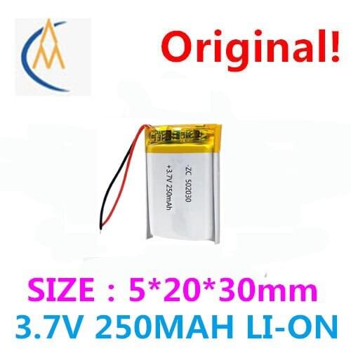 New full capacity 3.7V polymer lithium battery 502030 250mah MP3 micro recorder Bluetooth headset speaker navigator