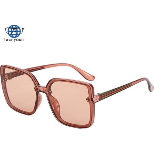 New Fashion Sunglasses Edition Big Frame Square Sun Glasses without Makeup Street Eyeglasses Red Women UV400 Plastic Acrylic FDA