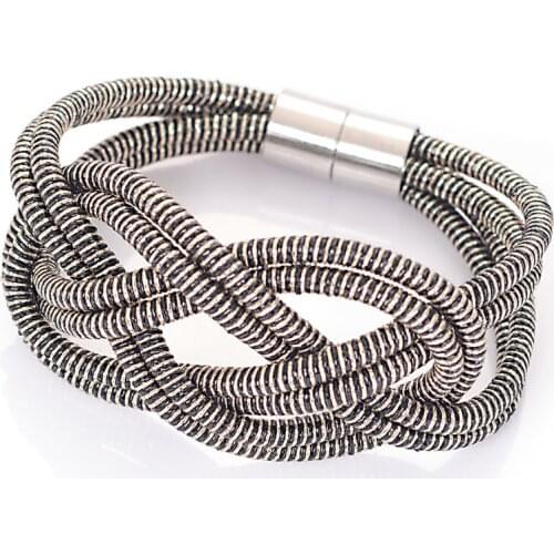 Miasol Friendship Braided Stripe Cord Big Knot Infinity Magnetic Clasp Charm Bracelet For Women Bracelets Jewelry Gifts