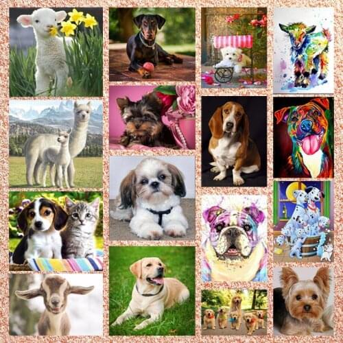 Full Diamond DIY Diamond Painting Pet Puppy And Lamb Product Home Decoration Mural Cross Stitch Rhinestone Square Round Diamond