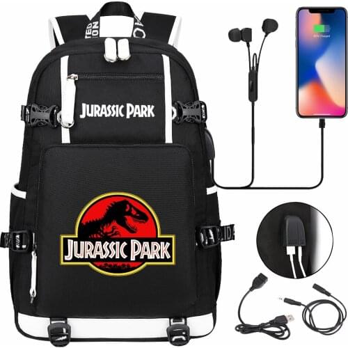 Jurassic Park Dinosaur USB Boy Girl Book School Bags Large Capacity Teenagers Student Schoolbag Women Men Laptop Travel Backpack