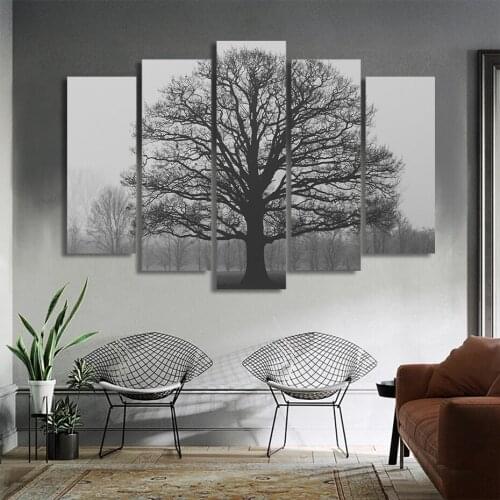 5 Panels Huge Tree Natural Landscape Canvas Paintings Interior Wall Art Pictures Prints Posters for Living Room Home Decor
