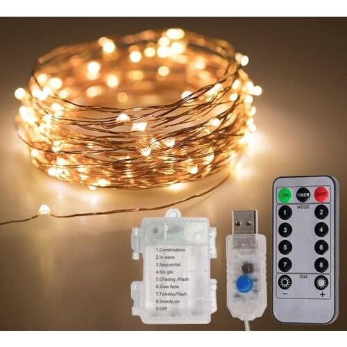 LED String Lights USB/ Battery Box with Remote Control Garland Fairy Lighting Strings for Outdoor Home Room Holiday Decoration