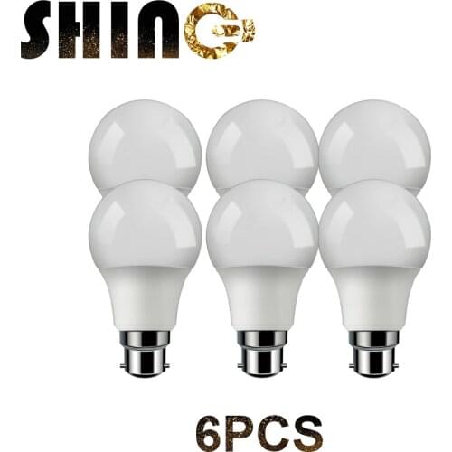 6pcs LED Bulb Lamps B22 AC220V 240V Light Bulb Real Power 9W 3000K 6000K Lampada Living Room Home LED Bombilla