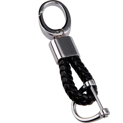 Universal Accessories Hand Woven Horseshoe Buckle Car Keychain Keyring Auto Key Rings Holder Clip High Quality