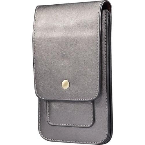 Universal Cell Phone Belt Holster Case Vertical Hanging Waist Pack Bag Luxury Vintage Faux Leather Card Holder Wallet Men