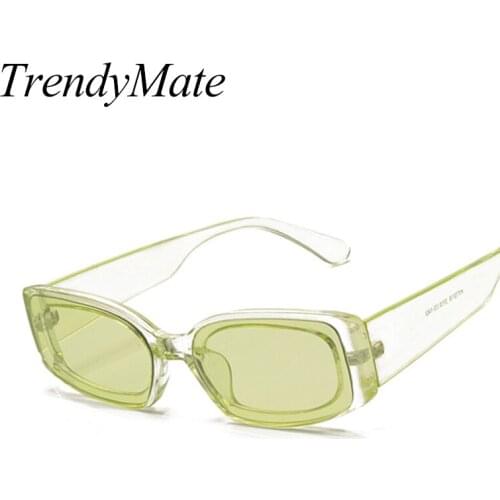 Vintage Small Square Sunglasses Women Brand Designer Retro Sunglass Rectangle Sun Glasses Female Candy Color Eyewears 5186T