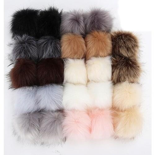 10cm 12cm New Solid Color Faux Fox Fur Ball Pom Women Children Winter Hat Cap Beanies Fluffy Pompom DIY Crafts Accessories Hot