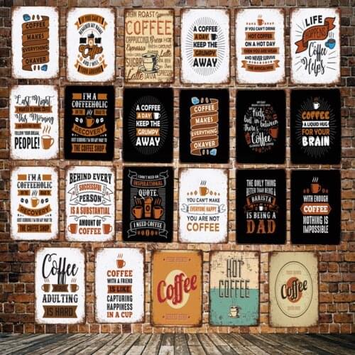 [ WellCraft ] HOT COFFEE Metal Wall Posters Vintage Painting Custom Cafe Hotel Decor LT-1925