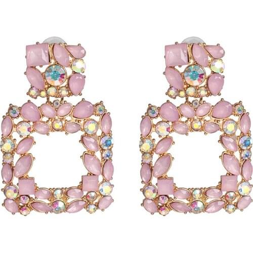 YaYi Jewelry Fashion Bohemia Pink Glass Crystal Rhinestone Dangle Women Hook Eardrop Wear Ear Band Long Flower Tassel Earrings