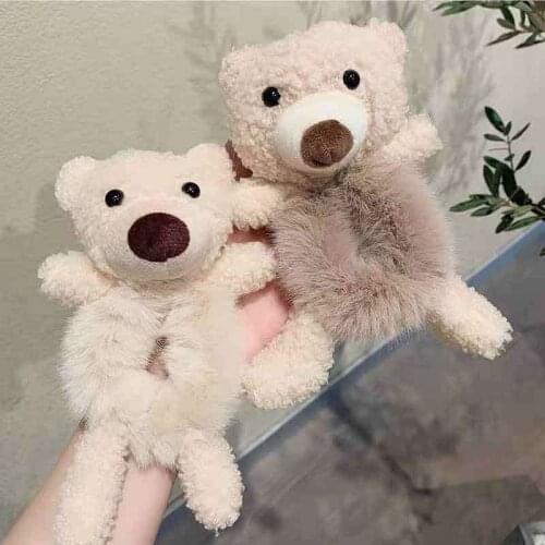Plush Hair Band Scrunchies Girls Fashion Animal Rabbit Bear Head Rope Ponytail Case Headbands Headwear Hair Accessories