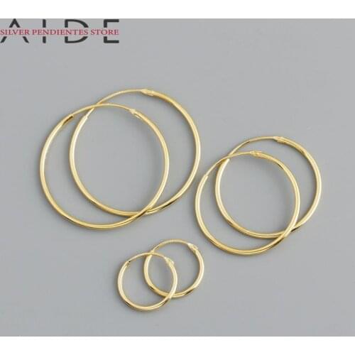 AIDE 50mm All-match 925 Sterling Silver Glossy Earrings New Big Hoops Earrings 2020 Gold Jewelry Wholesale Aretes De Mujer