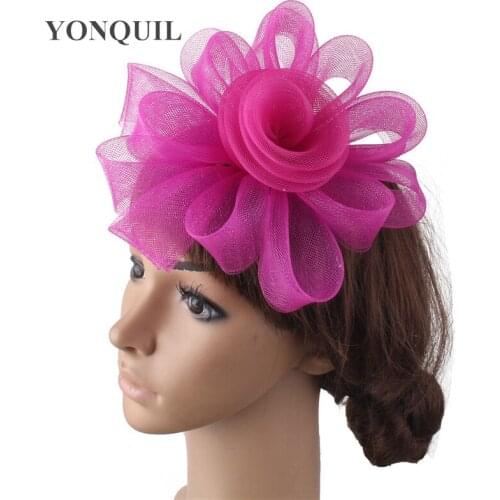 Nice Flower Wedding Headwear Women Tulle Fashion Fascinator Cocktail Hats Handmade New Occasion Headdress Bride Hair Accessories