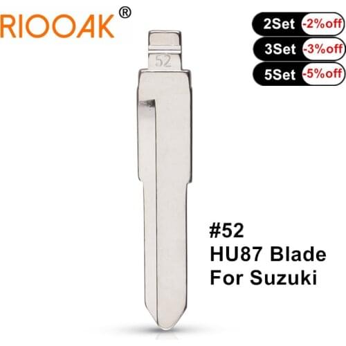 RIOOAK 10 pcs/lot #52 lishi HU87 Metal Blank Uncut Flip KD VVDI Remote Key Blade for Suzuki JIMNY ALTO SWIFT VITARA Mitsubishi