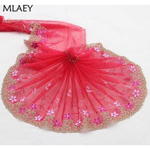 2 Yards Lace Trim Red lLace fabric Embroidered Lace Sewing DIY Doll Cloth High Quality