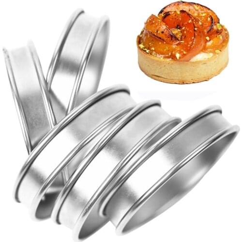 4/6/8pcs Mini Tart Ring Stainless Steel Tartlet Mold Circle Cutter Pie Ring DIY English Muffin Rings Cake Mousse Molds