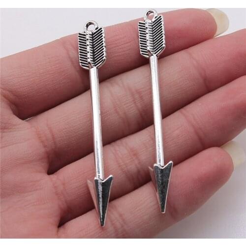4pcs Arrow Charms Pendant DIY Jewelry Findings Antique Silver Color 9x64mm